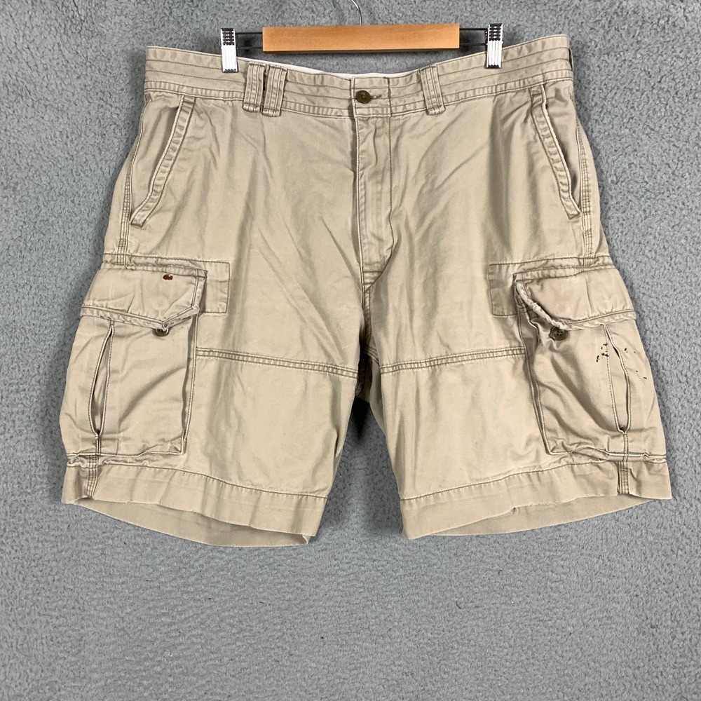 Polo Ralph‎ Lauren Cargo Shorts Men's 40 Beige Tan 9" Canvas Six Pockets Casual